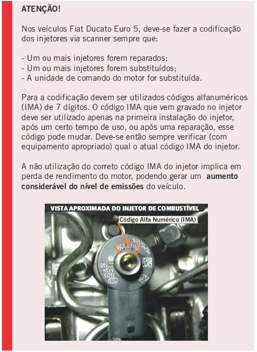 código IMA codificação classificação injetores diesel