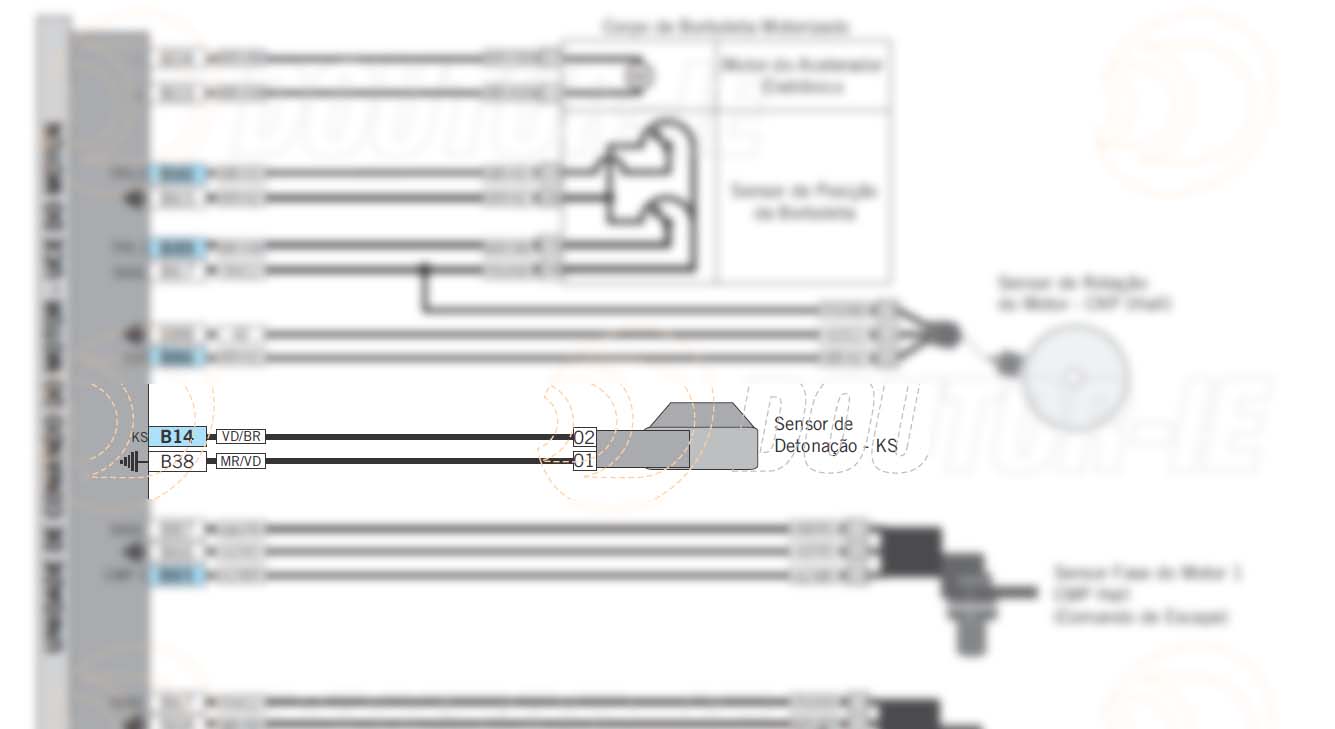 Esquema de ligação do sensor de detonação - Jeep Compass