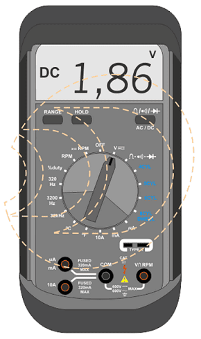 multimetro tensão vdc sensor maf