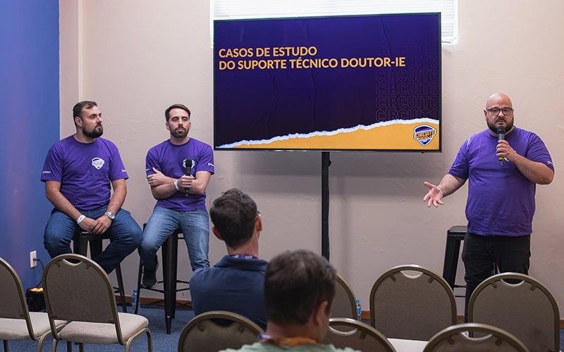 Leonardo Nazário, Vander Celso e Jackson Seidler apresentam casos de estudo do suporte técnico Doutor-IE no Circuito de Palestras 2022
